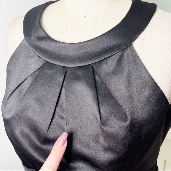 David’s Bridal Black Satin Oasis Bridesmaid Formal Dress Size 6 Holiday Wear - Picture 5 of 9